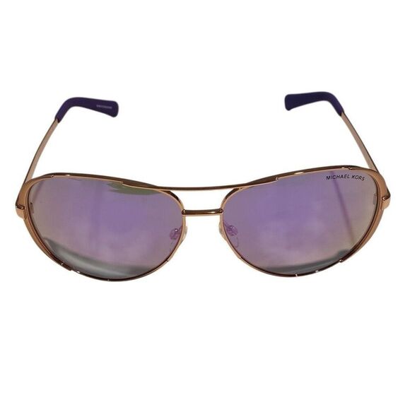 Michael Kors Sunglasses Aviator Chelsea Rose Gold Purple Mirror MK 5004 w Case